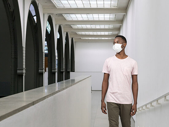 Young man wearing medical mask